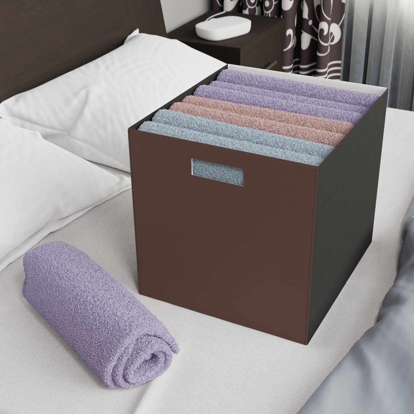 Chocolate Brown Felt Storage Box Foldable Organizer Bin Home Storage Basket