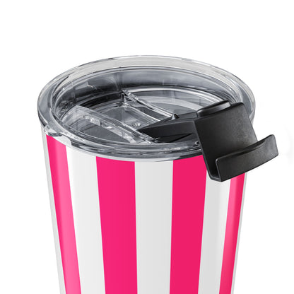Pink Stripe 20 oz Tumbler Pink and White Striped Travel Mug Modern Drinkware
