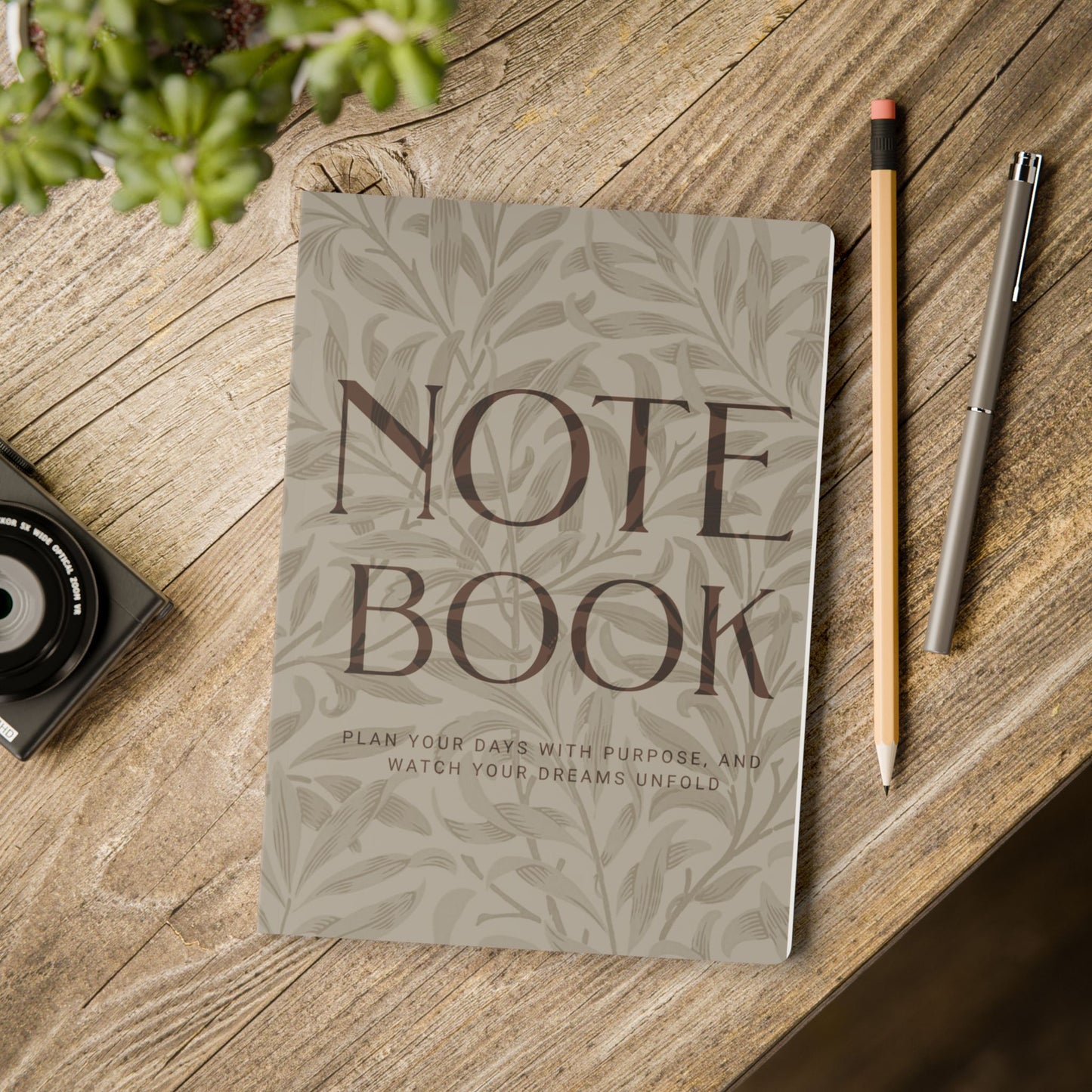 Warm Stone Leaves A5 Lined Journal Minimal Botanical Notebook | Coordinated Collection