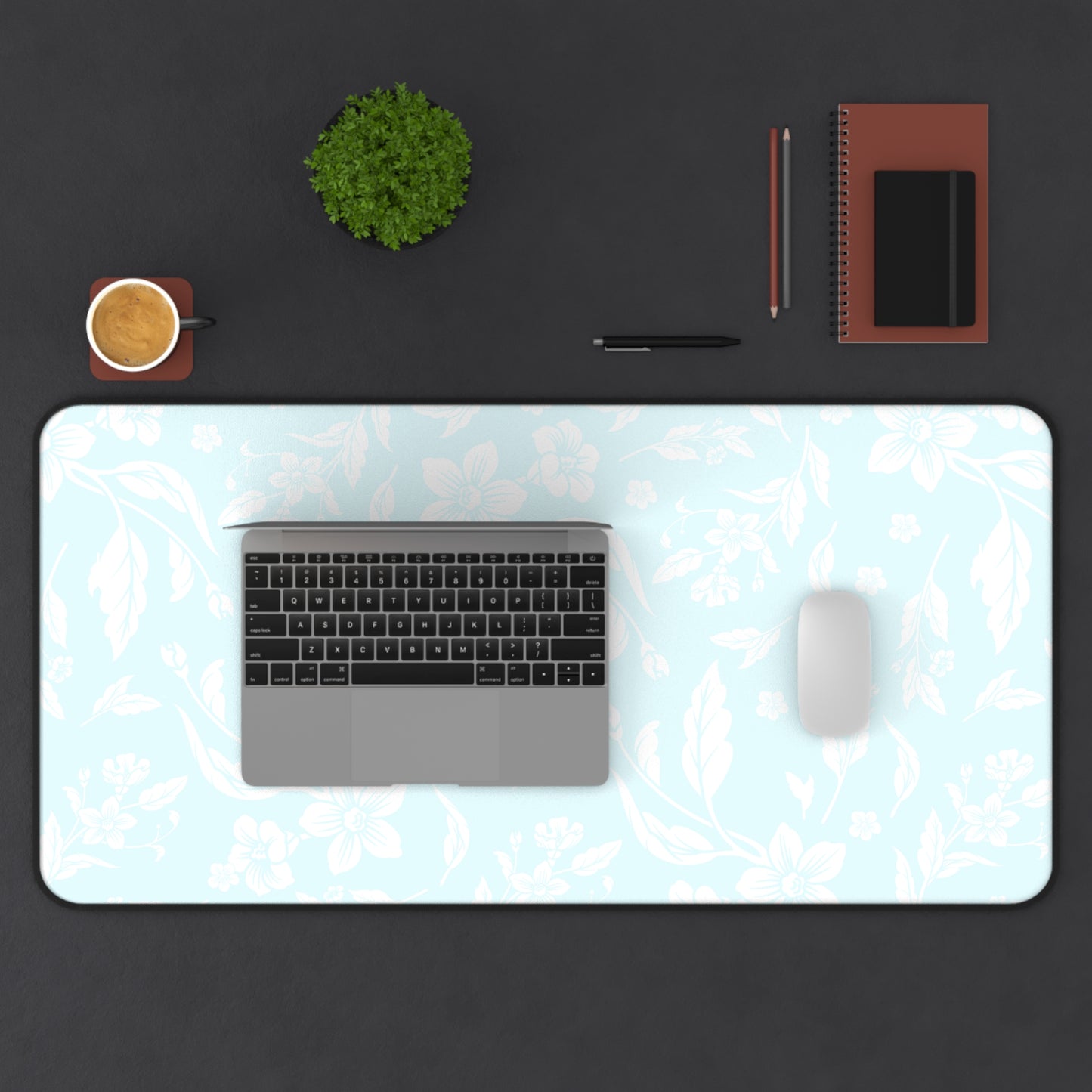 Ocean Blue Floral Desk Pad (12x18, 12x22 or 16x32)