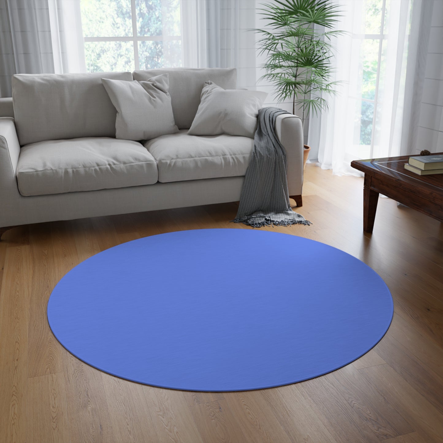 Periwinkle Round Rug 60 Inch Floor Rug Minimal Home Decor Living Room Rug