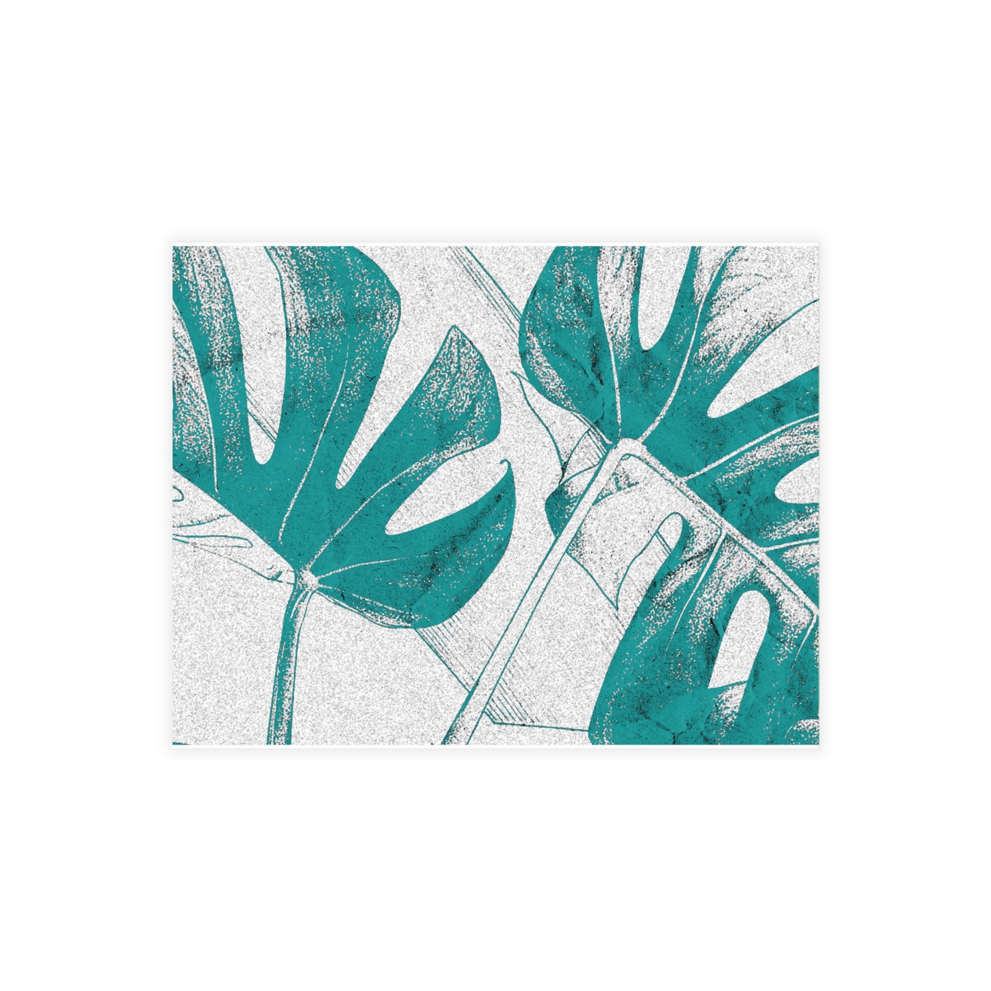 Monstera Leaf Deep Aqua Postcards