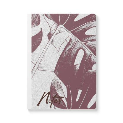 Monstera Leaf Mauve and Cream A5 Lined Journal