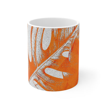 Monstera Leaf Tangerine Mug