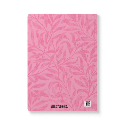Light Pink Leaves A5 Lined Journal Minimal Botanical Notebook | Coordinated Collection