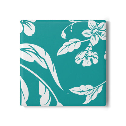 Deep Aqua Floral Ceramic Coaster Coordinated Collection