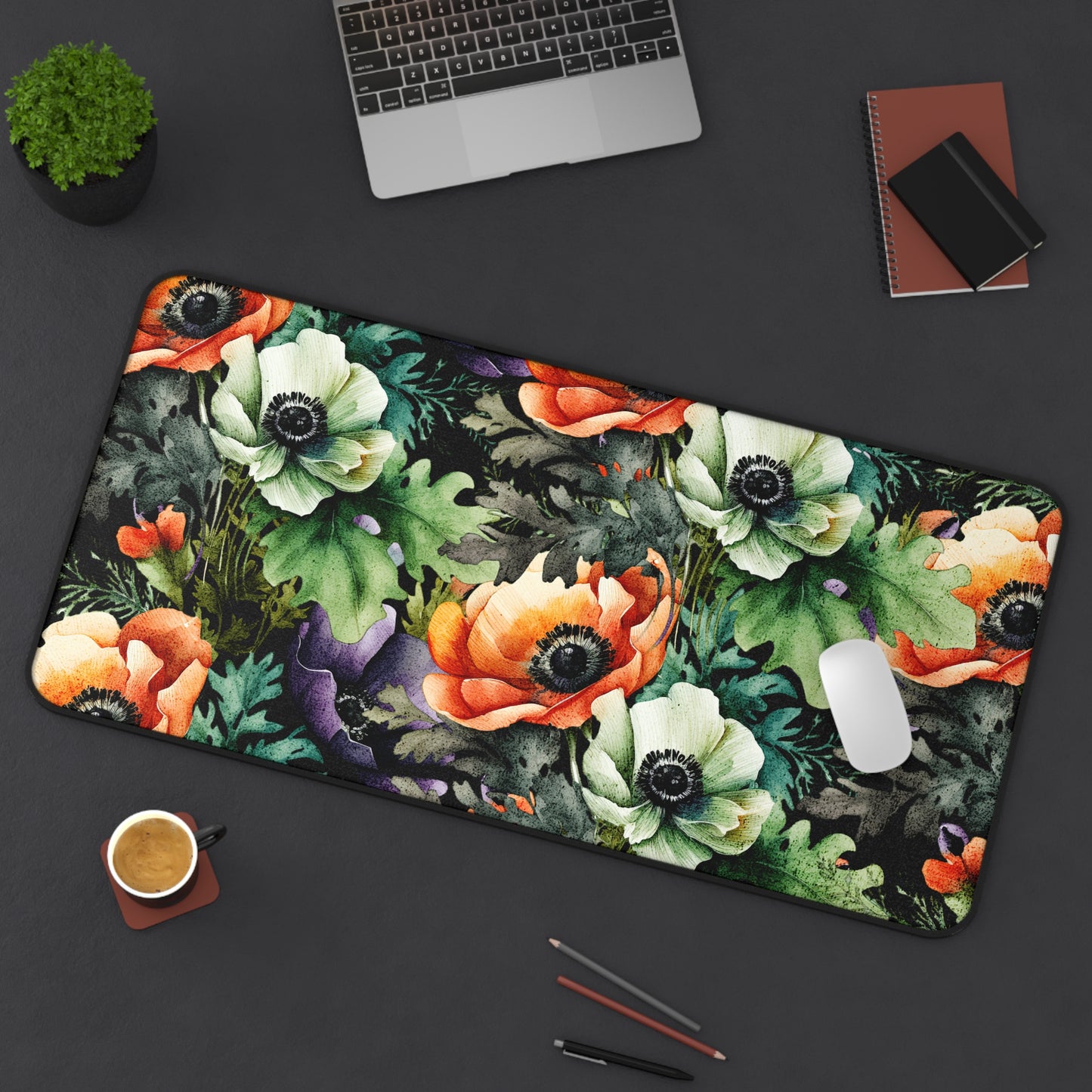 Decorated Floral Desk Pad  Botanical Floral Desk Mat Office Decor (12x18, 12x22, 16x32)
