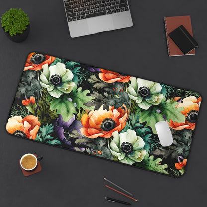 Decorated Floral Desk Pad  Botanical Floral Desk Mat Office Decor (12x18, 12x22, 16x32)