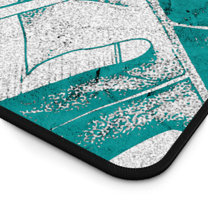 Monstera Leaf Deep Aqua Desk Pad