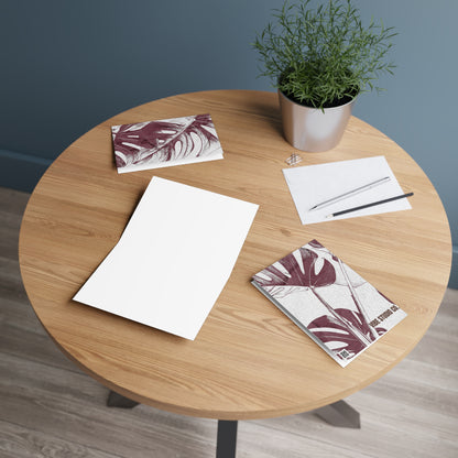 Monstera Leaf Mauve and White Note Card