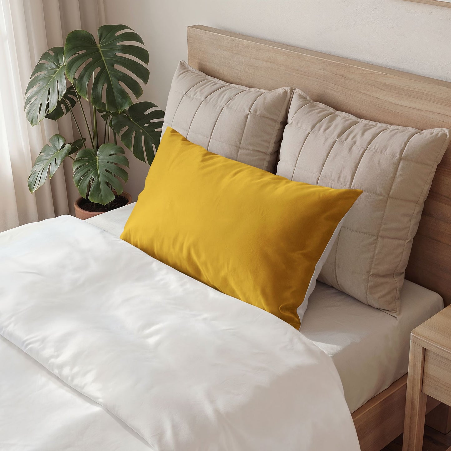 Honey Yellow Pillow Solid Cotton Sham