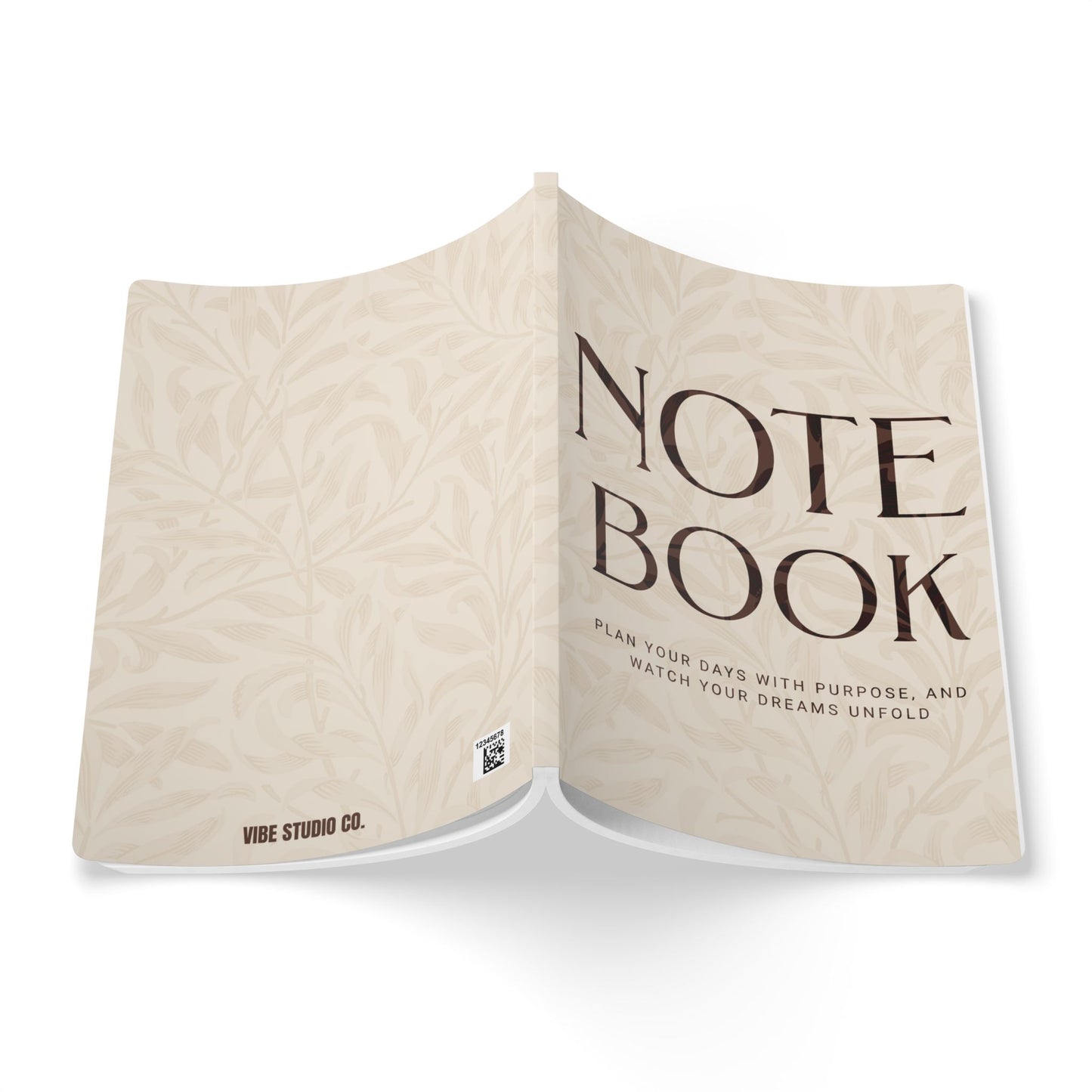 Latte Cream Leaves A5 Lined Journal Minimal Botanical Notebook | Coordinated Collection