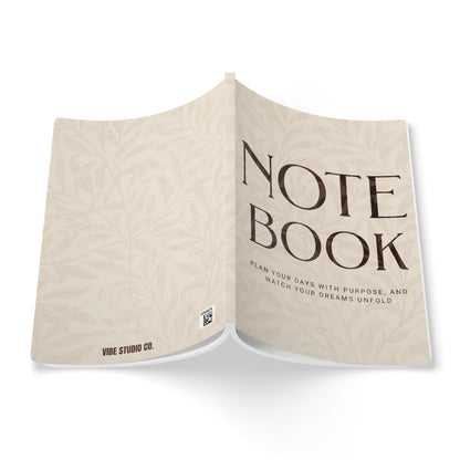 Latte Cream Leaves A5 Lined Journal Minimal Botanical Notebook | Coordinated Collection