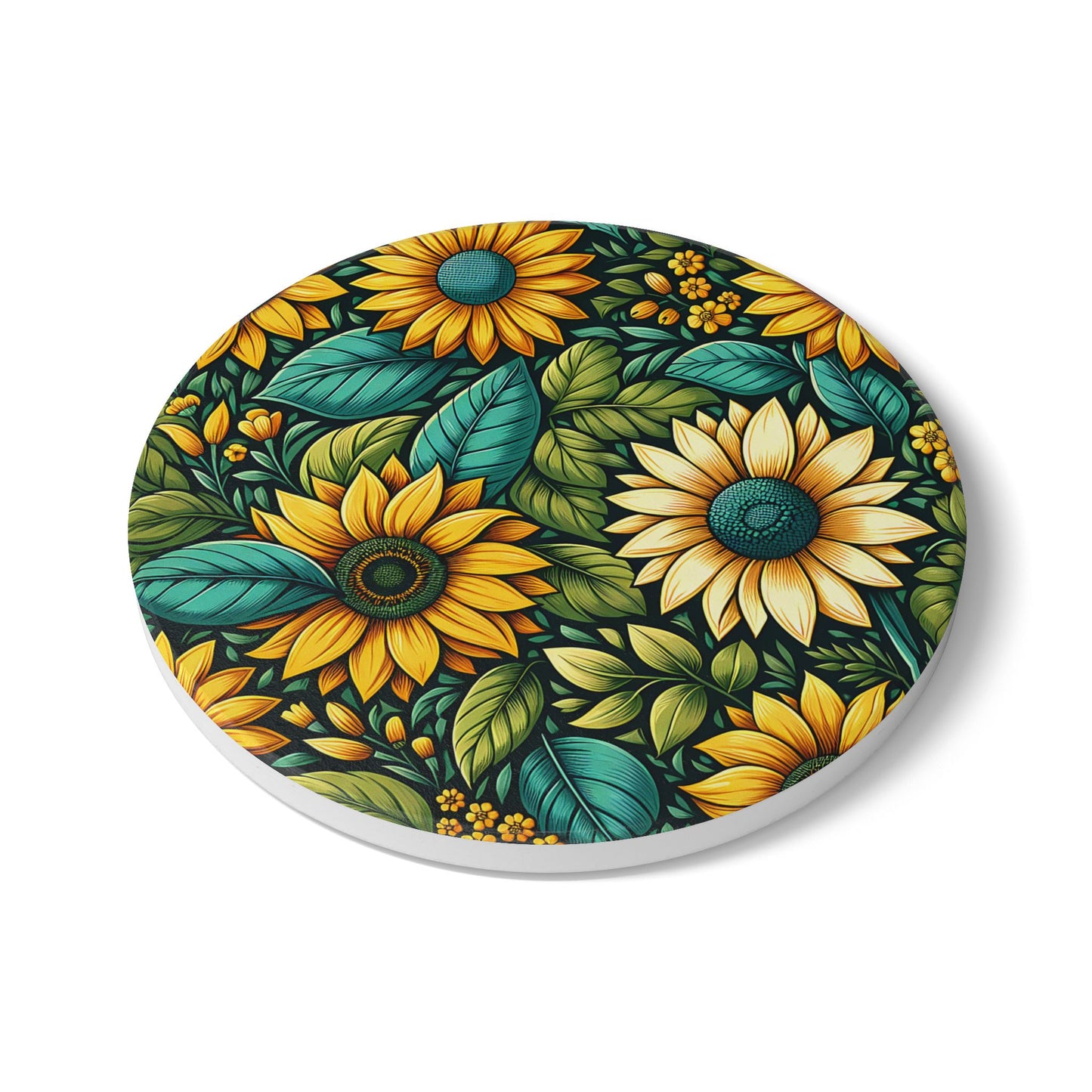 Sunflower Grove Ceramic Coaster Botanical Drink Coaster