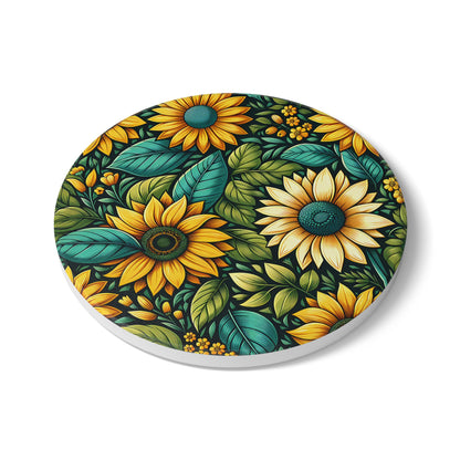 Sunflower Grove Ceramic Coaster Botanical Drink Coaster