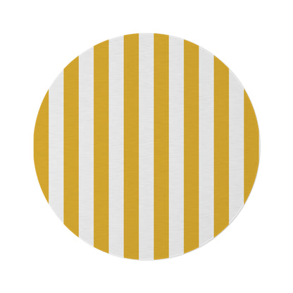 Yellow Stripe Round Rug 60 Inch Modern Striped Area Rug Bright Minimal Room Decor