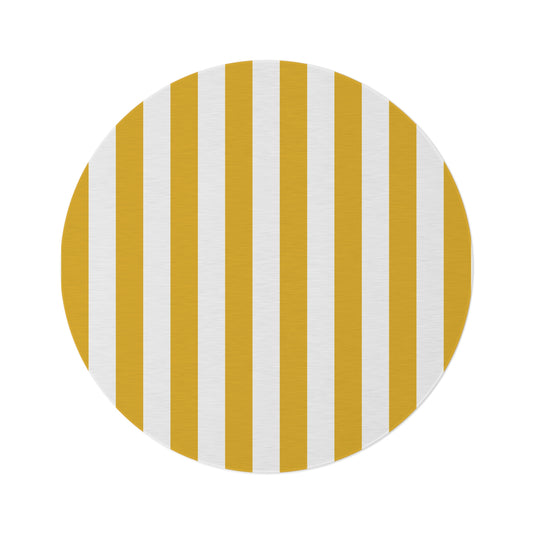 Yellow Stripe Round Rug 60 Inch Modern Striped Area Rug Bright Minimal Room Decor
