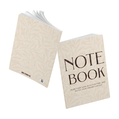 Latte Cream Leaves A5 Lined Journal Minimal Botanical Notebook | Coordinated Collection