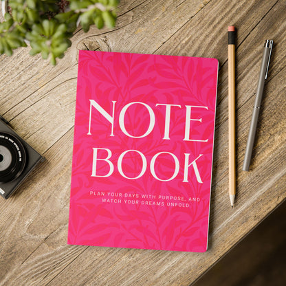 Pink Leaves A5 Lined Journal Minimal Botanical Notebook | Coordinated Collection