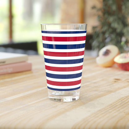 Red, White and Blue Stripe Pint Glass, 16oz