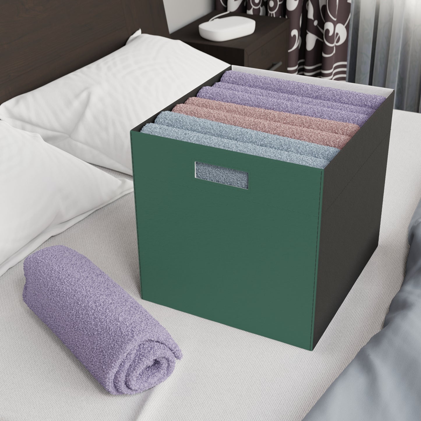 Leaf Green Felt Storage Box Foldable Organizer Bin Home Storage Basket