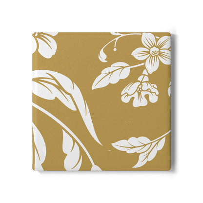 Muted Gold Floral Ceramic Coaster Coordinated Collection