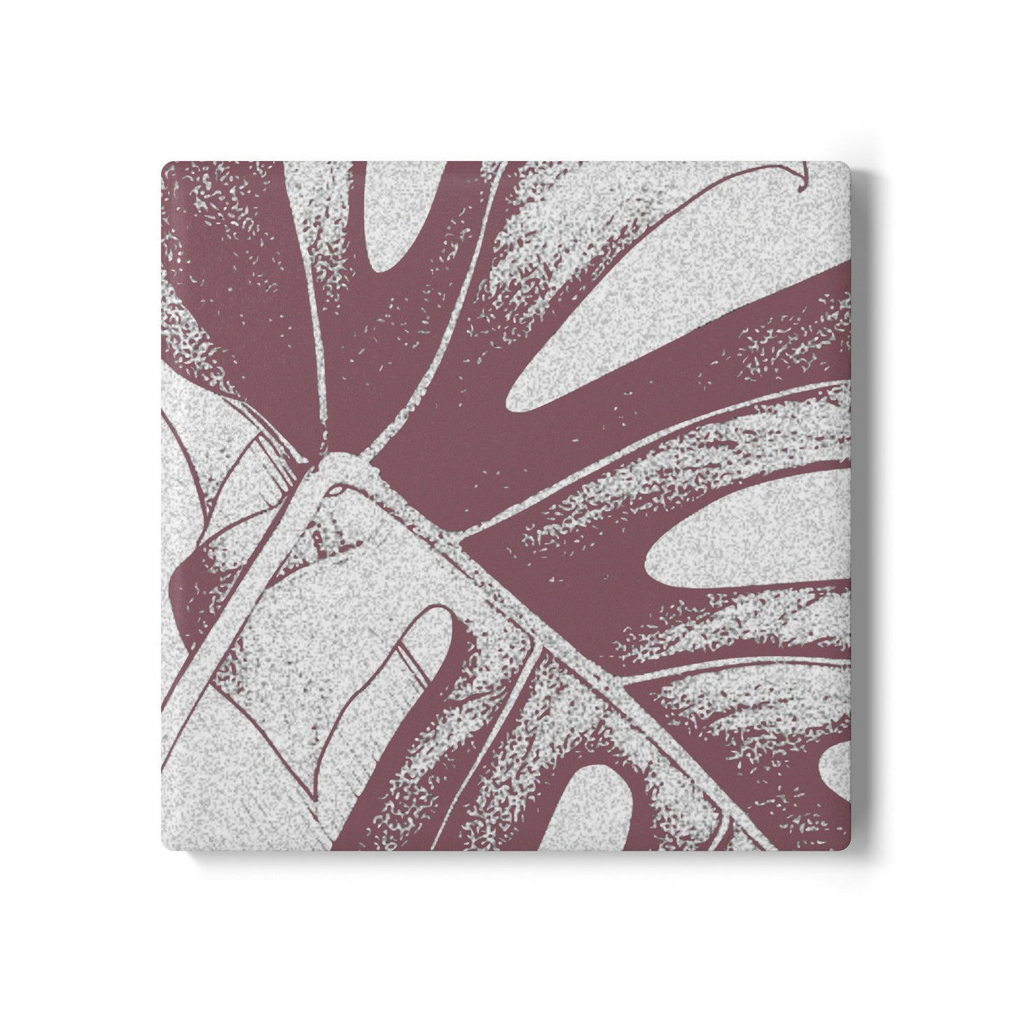 Monstera Leaf Mauve Ceramic Coaster Botanical Drink Coaster