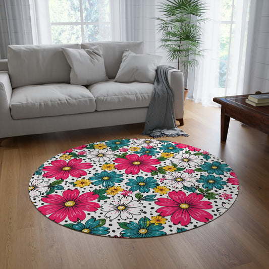 Pop Bloom Floral Round 60 Inch Rug
