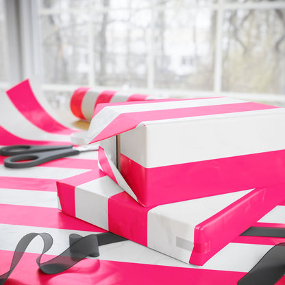 Pink Stripe Wrapping Paper, Matte or Glossy (3 Sizes)