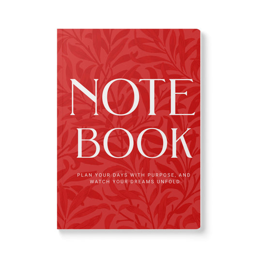 True Red Leaves A5 Lined Journal Minimal Botanical Notebook | Coordinated Collection