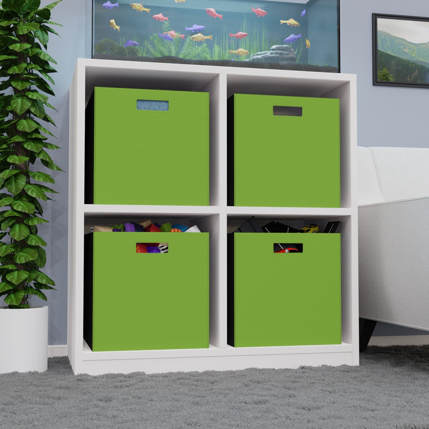 Muted Lime Felt Storage Box Foldable Organizer Bin Home Storage Basket