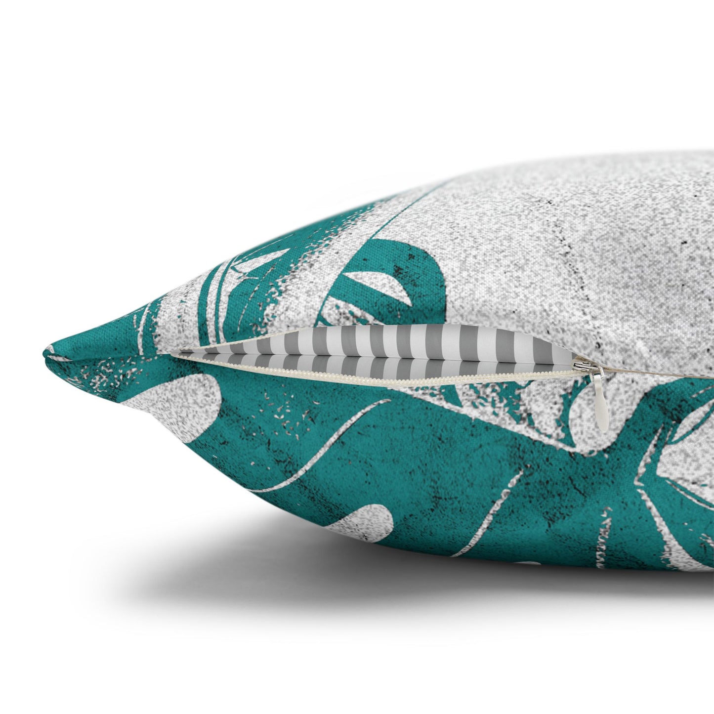 Monstera Leaf Deep Aqua Canvas Pillow Cover 20x20
