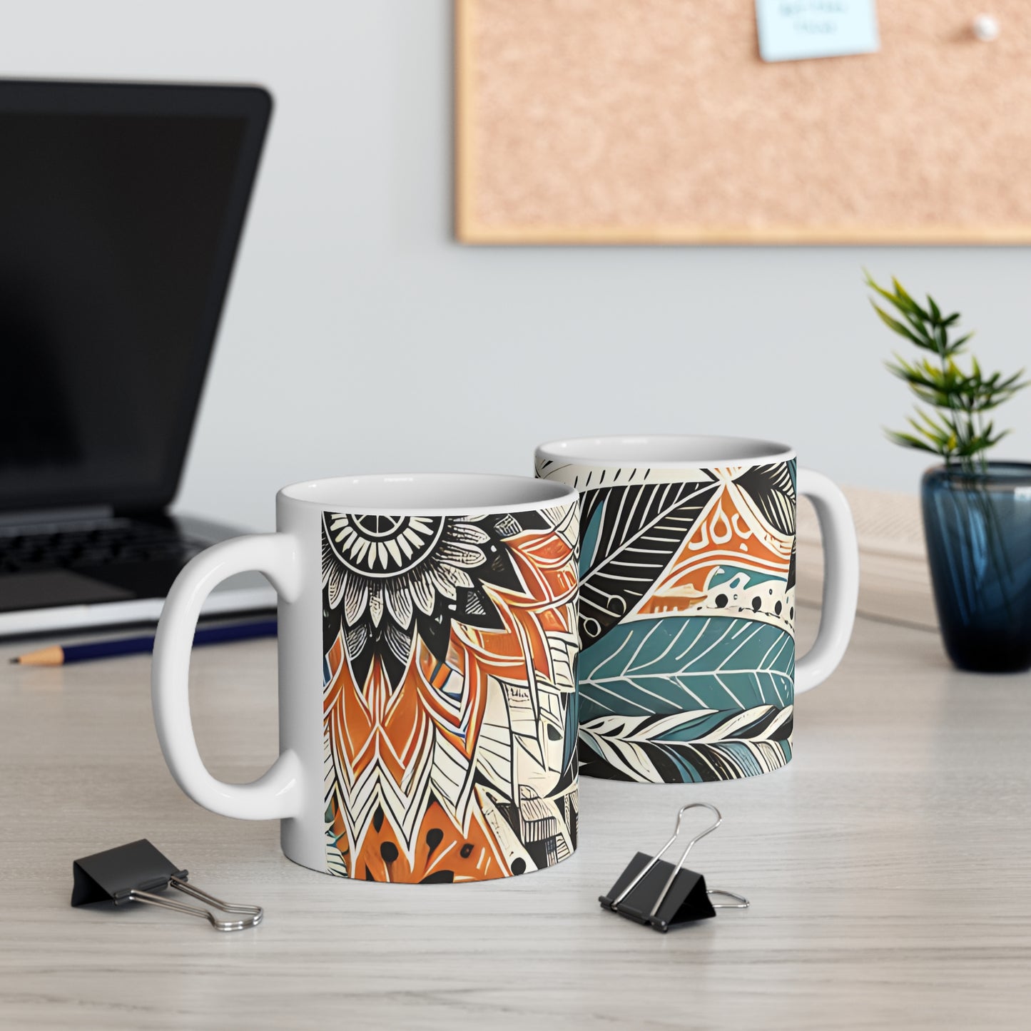 Botanical Leaves Blue Mug