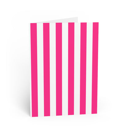 Pink Stripe Folded Note Card Set Pink Striped Stationery