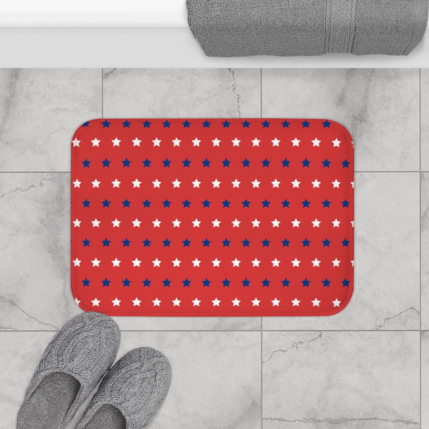 Red, White and Blue Stars Bath Mat