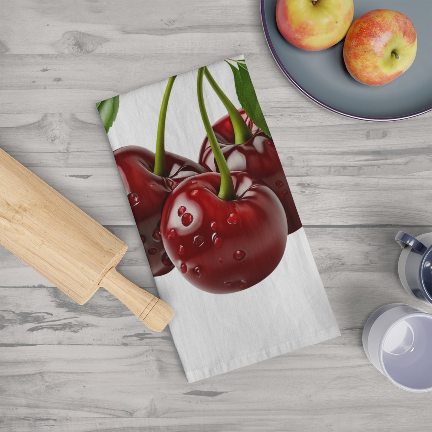 Cherry Kitchen Tea Towel Red Fruit Kitchen Decor Modern Aesthetic Cotton Dish Towel