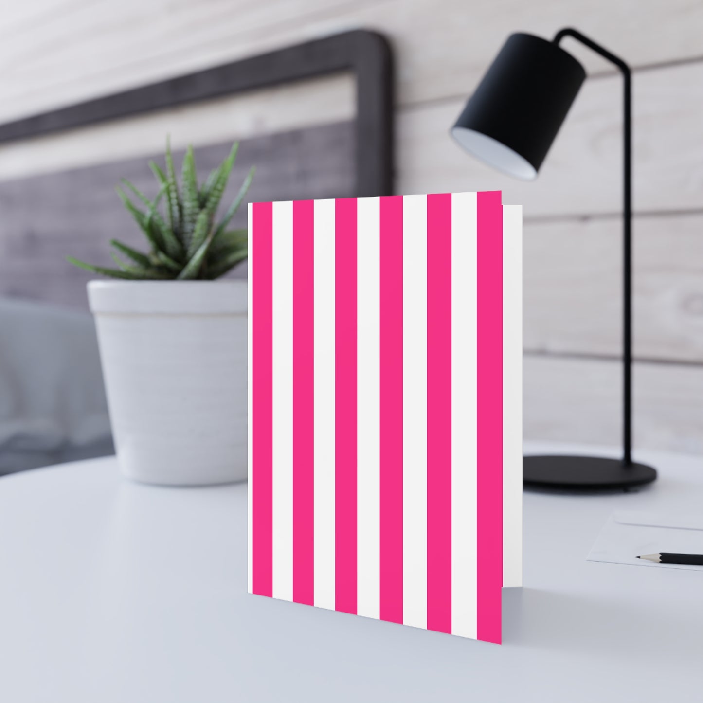 Pink Stripe Folded Note Card Set Pink Striped Stationery