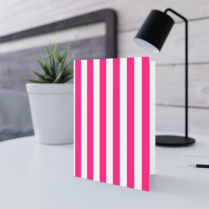 Pink Stripe Folded Note Card Set Pink Striped Stationery