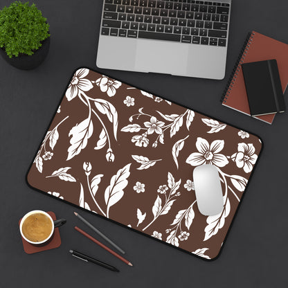 Chocolate Brown Floral Desk Pad (12x18, 12x22 or 16x32)