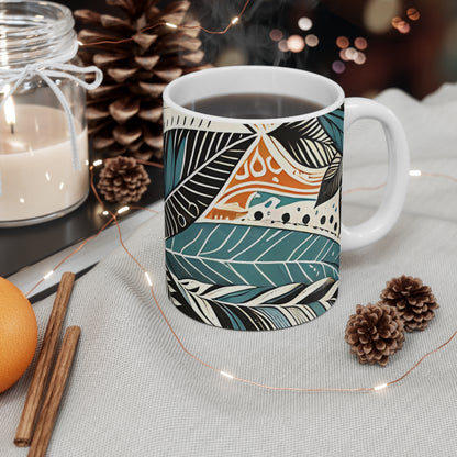 Botanical Leaves Blue Mug