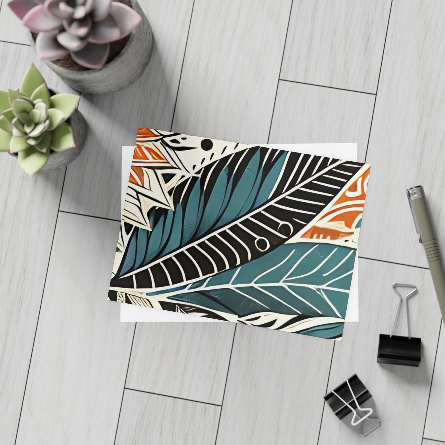 Botanical Leaves Blue Postcards