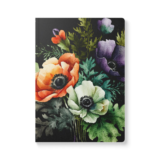 Decorated Floral A5 Lined Journal  Vintage Botanical Notebook