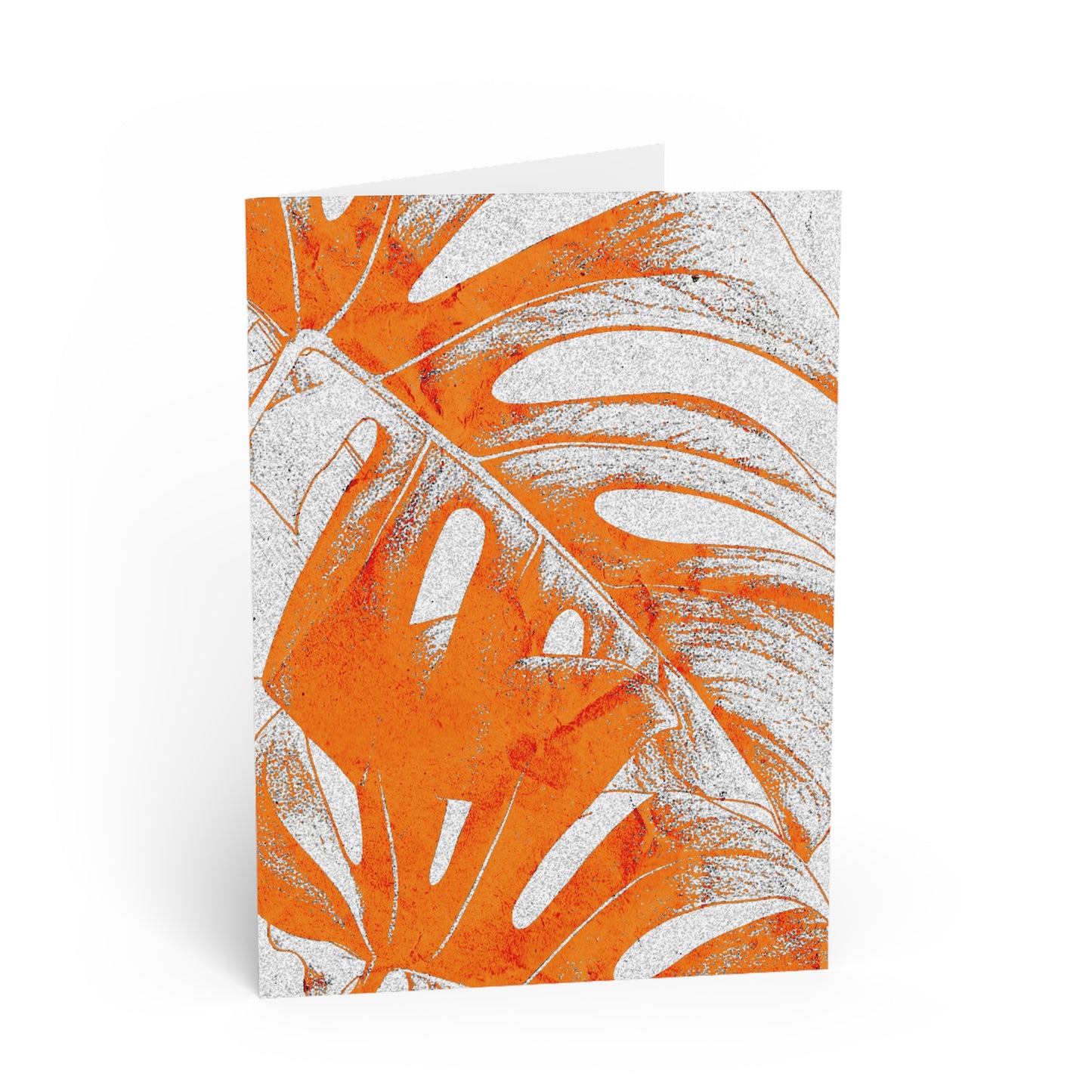 Monstera Leaf Tangerine Note Card