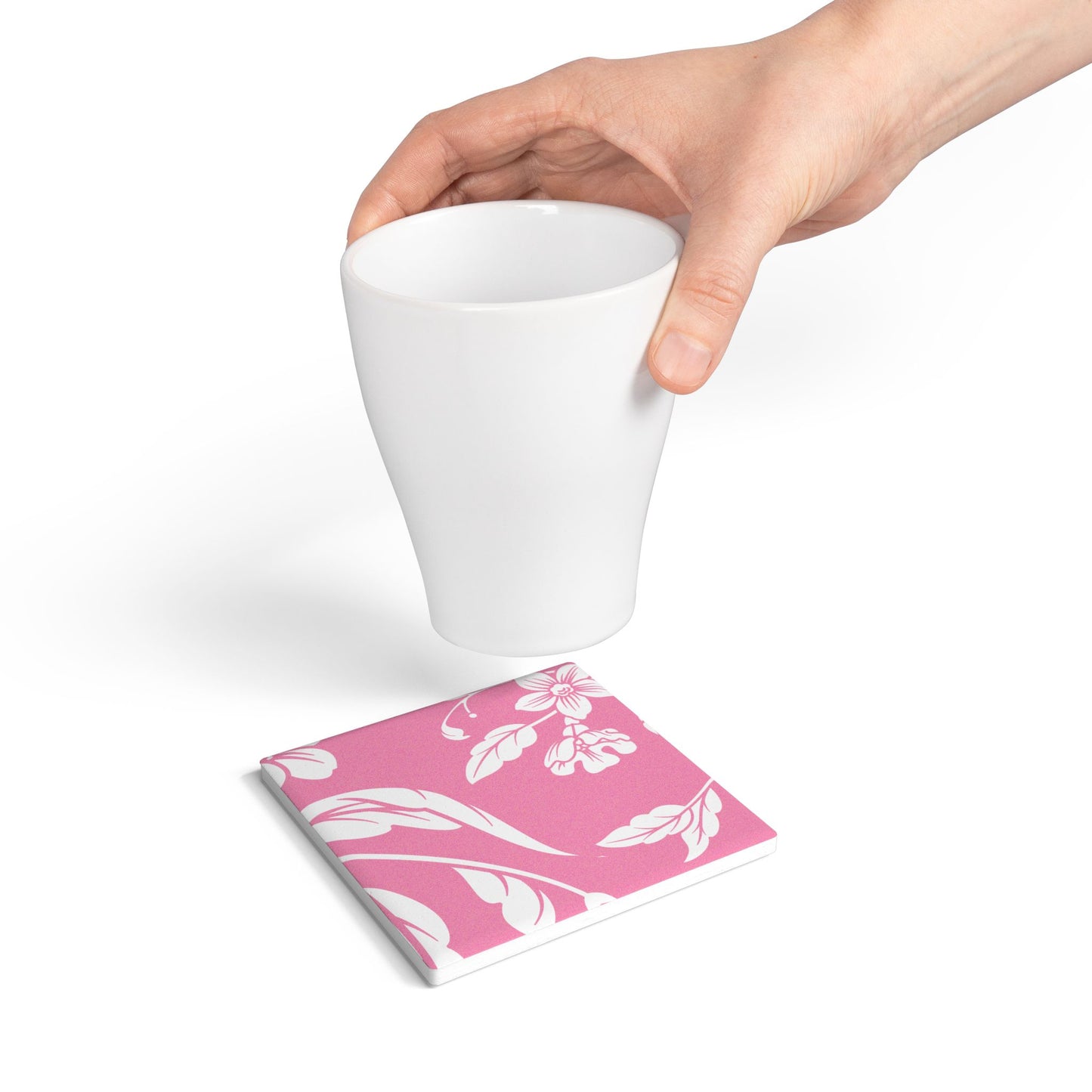 Light Pink Floral Ceramic Coaster Coordinated Collection
