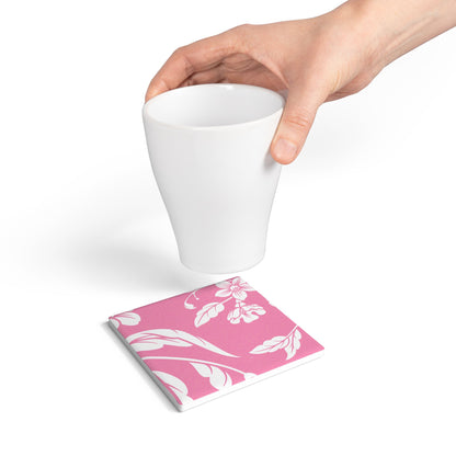 Light Pink Floral Ceramic Coaster Coordinated Collection