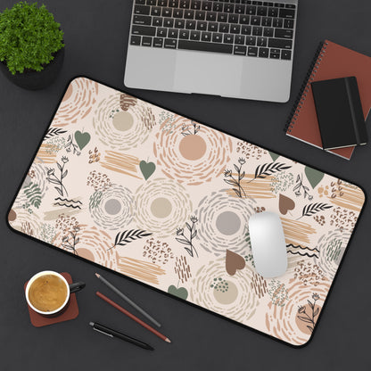 Neutral Flow Desk Mat Minimal Botanical Desk Pad (12x18, 12x22, 16x32)
