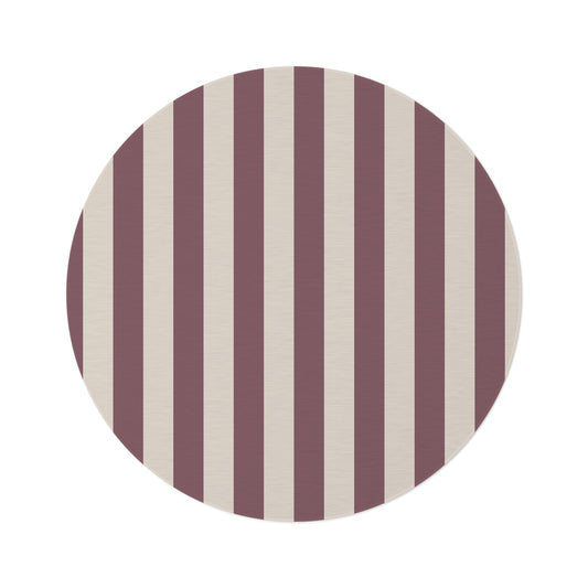 Mauve Stripe Round Rug 60 Inch Striped Area Rug Neutral Modern Home Decor