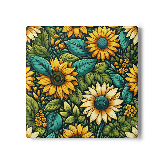 Sunflower Grove Ceramic Coaster Botanical Drink Coaster