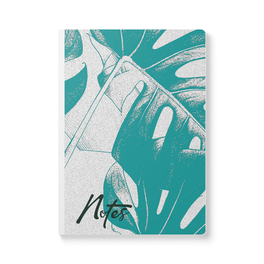 Monstera Leaf Deep Aqua A5 Lined Journal