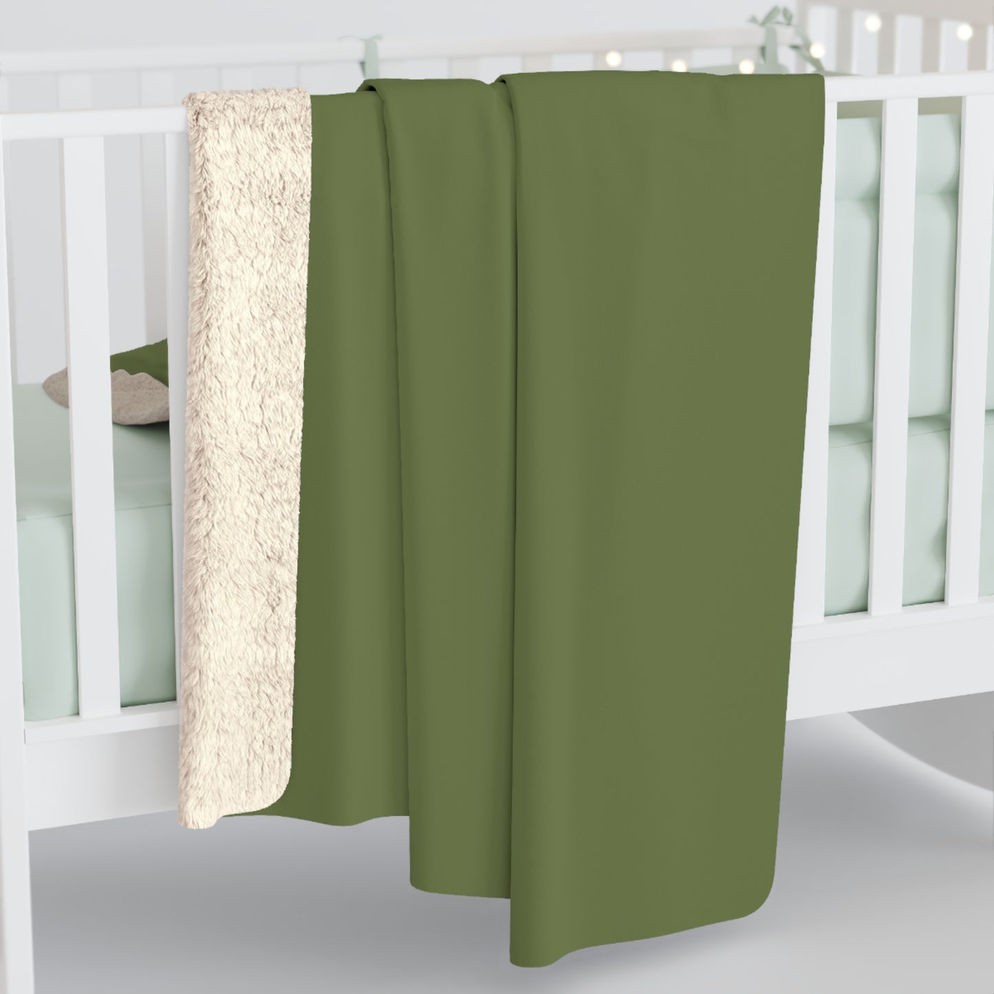 Olive Green Sherpa Fleece Blanket Cozy Plush Throw 3 Sizes Soft Warm Blanket
